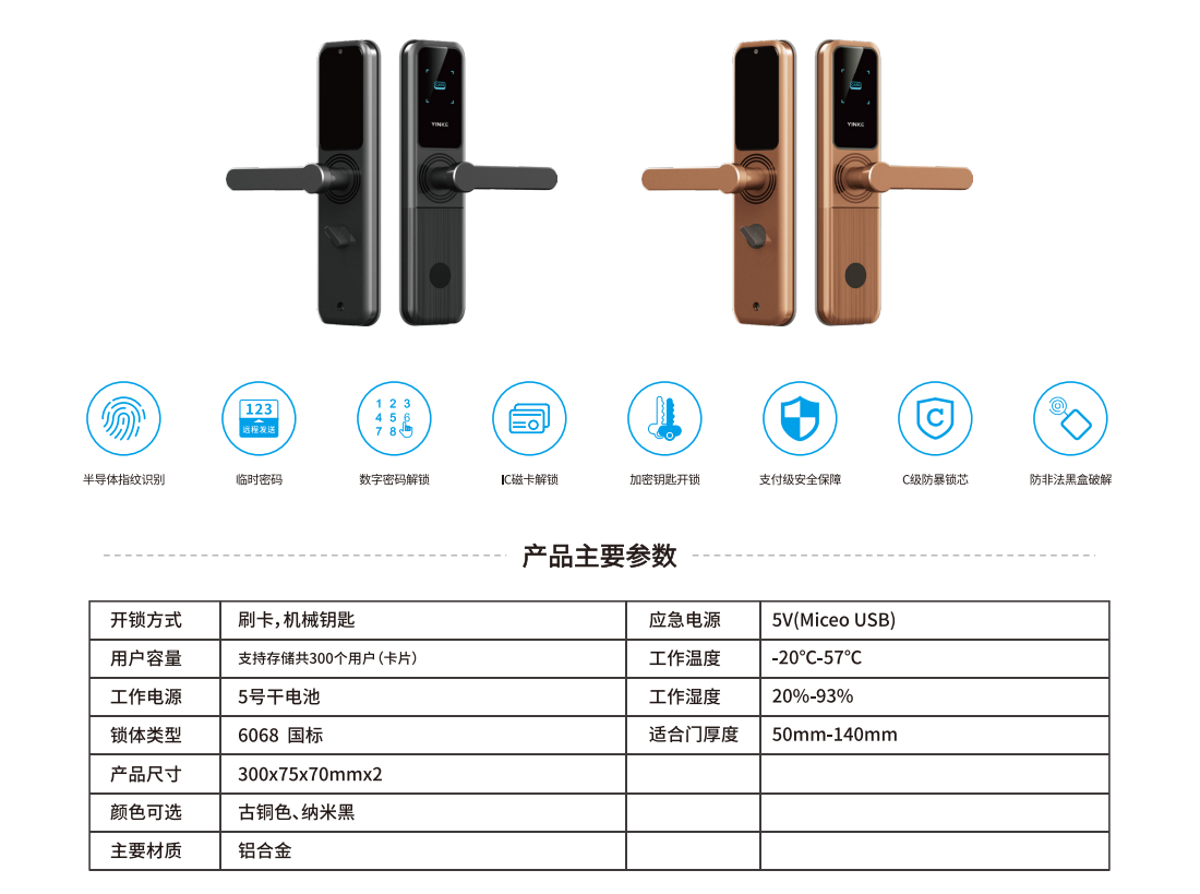 YK06 Hotel IC Card Smart Lock(图2)