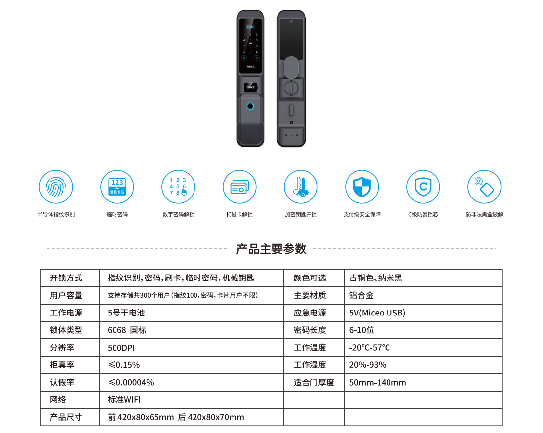 YK10 automatic fingerprint recognition smart lock(图2)